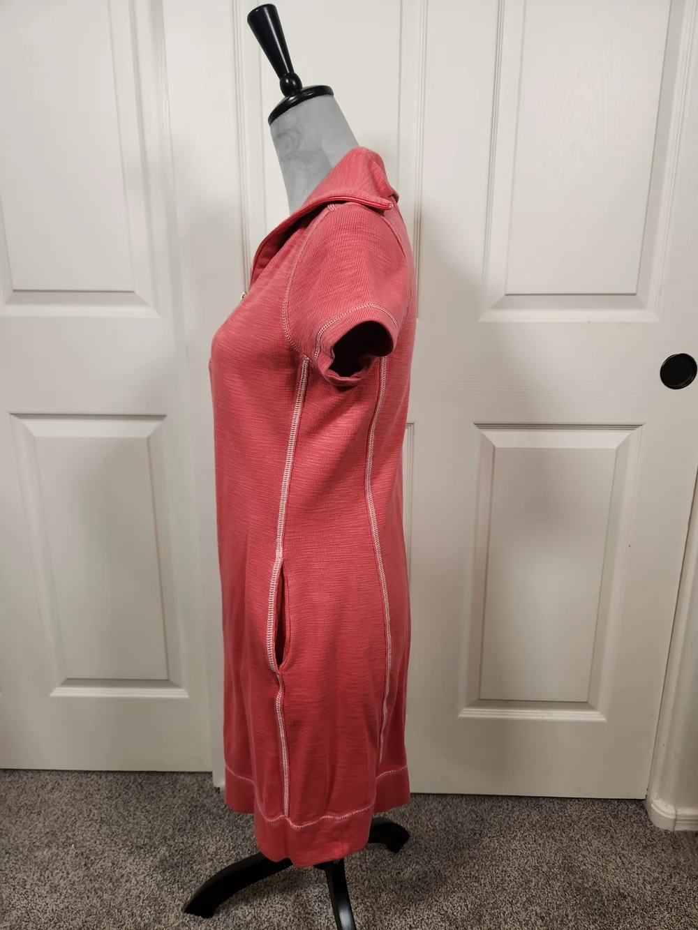 Tommy Bahama Coral Short-Sleeve Zip-Front Midi Dress